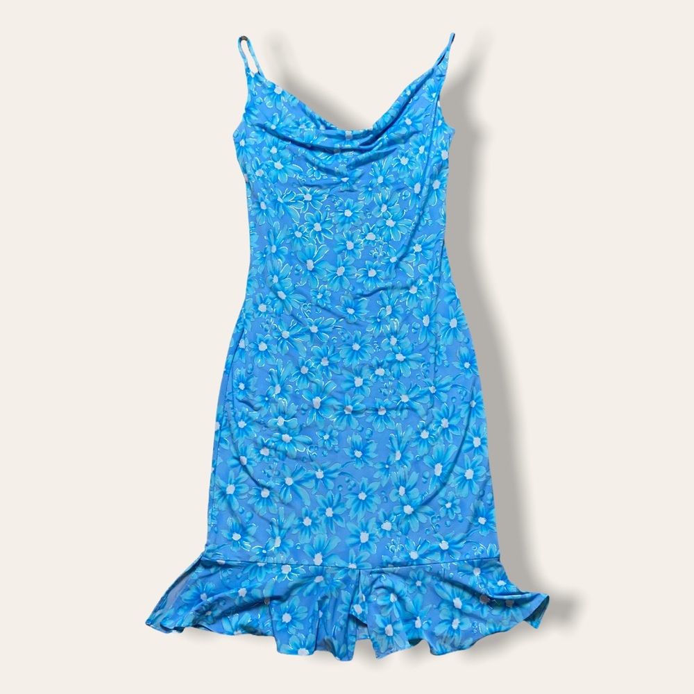 Blue Floral Midi Dress